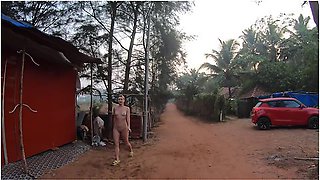 Nude Girl Walking Around The Campsite