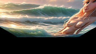 32 Images of Nude Elf Pregnant Girl in the Waves. Slideshow Videos Generated with Ai