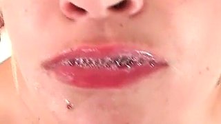 Sexy slim teen Alex Little POV blowjob deepthroat blowjob and cum swallow