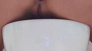 Asian teen anal play and squirting in family bathroom