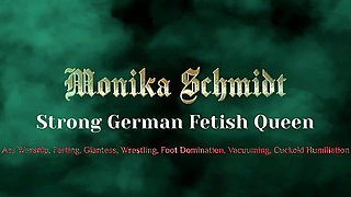 Monika Schmidt Food Crushing Spitting Bootworship Verbal Humiliation Sph in Leathergloves Part 1