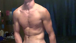 Young stud stretches out his toy while talking dirty