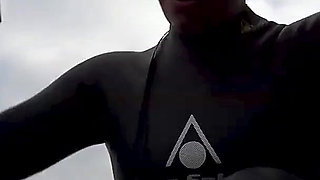 Wetsuit Giantess Finds a Tiny Toy to Tease