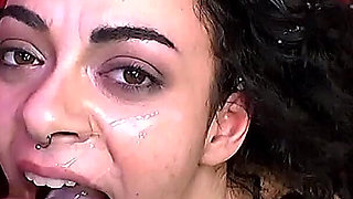 Nasty Bukkake Slut Swallows Multiple Loads and Takes Facials
