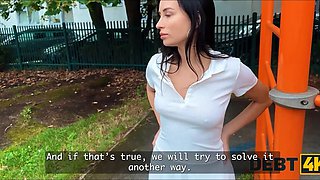 Beautiful babe gets rid of her debt with a penis inside her pussy