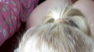 Threatened by Step-bro Gagging on His Cock Before Going Out