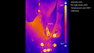 Wax running in bathtub with thermal imaging camera
