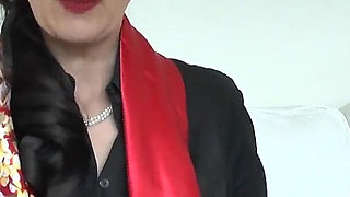 Red Satin and Hot Cock Sucking and Masturbating with a Cloth at Step-auntie Lady Victoria Valente