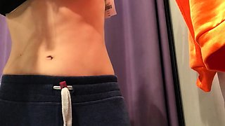 Bikini try on in the changing room