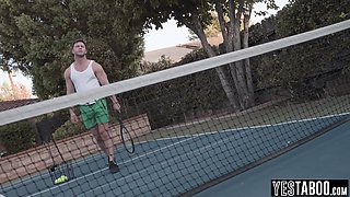 Tennis coach fucks redhead teenager student