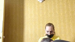 Hot brunette amateur MILF rides hubbys cock