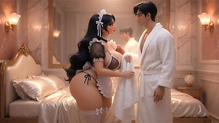 Obedient Maid Pleases Her Young Master (AI generated))