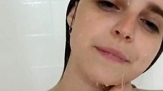 Awesome Big Boobs Blonde Masturbates In The Shower