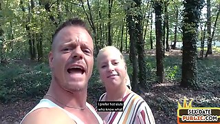 German amateur lady fucked in public outdoors by guy who has a sex date