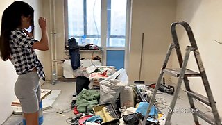 Repairman Pounds Brunette Katty Wests Ass Roughly Post-Fix