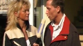 Big Titted German Reporter Sucking Cock on Casting