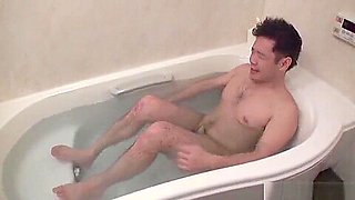 Hot Japanese AV model and teen 18+ friends enjoy foursome bathing