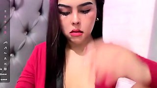 Busty brunette with big boobs rides cock