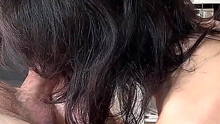 Skinny Big Tit Brunette Sucks Her Boyfriend’s Big Cock and Gets Her Throat Pounded