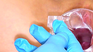 Young slut Sharlotte Thorne showing her cervix for everybody in 4K quality!