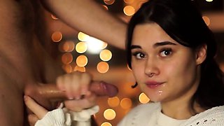 New Year's Eve Party with a Big-Titted Brunette Teen