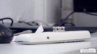 Lilli Vanilli's Golden Allure Fuels Intense German Office Desire