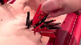 BDSM Room - on the Stretching Rack with Clothespins