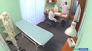 Fake health center - hot medical college girl blowjob to deep vulva banging