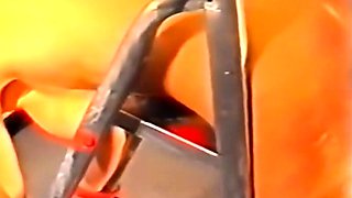 Caning Kathy 50yo, tied to a stepladder
