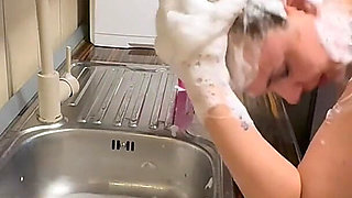 Hair Wash Bent Over the Sink