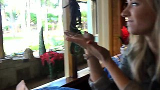 Euro blonde amateur fucks POV outdoor