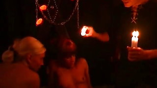 Threesome Wax Play Action with a Horny Chick