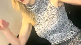 Sexy blonde chick solo masturbation with dildo