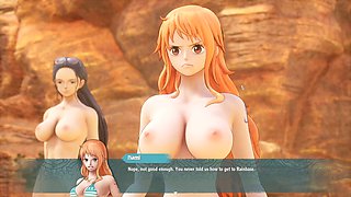 Playing the nude mod of One Piece Odyssey featuring Nami and Luffy in a sexy game play