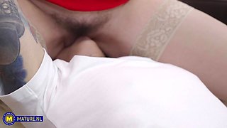 47 Year Old Stepmom Sissy Seduces Her Stepson Into Fucking And Eating Out Her Hairy Bush Pussy