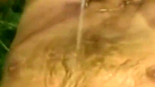 Blonde Slut Takes Piss on Breast Before Fucking Outdoors