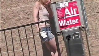 Perfect Blonde Babe Gets a Huge Facial After BJ in Gloryhole Room