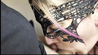 Afternoon Throat Service - Black Dress Swallows Every Drop