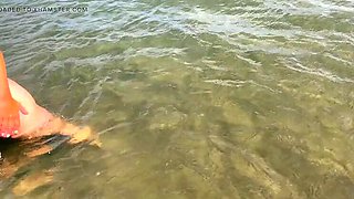 Kmarcouple Femdom Mistress Humiliates Sissy Husband On Beach With Chastity Cage