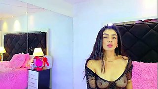 Cute curly brunette solo webcam masturbation