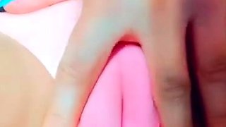 Stunning close up pussy toying action from busty solo beauty