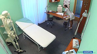 Wild nurse gets nude and fucks her dearest patient - faux hospital