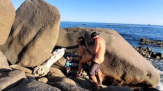 Johnny Sins and babe make love on the beach