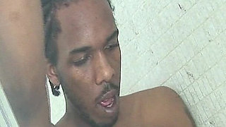 Ebony Ass Stretched Wide by Fist in Shower
