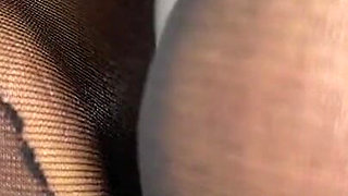 Ebony Girl Shows off Her French Pedicure in Her Black Nylons & Does Removal to Show Her Feet