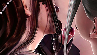 3D ANIMATION - girl with huge penis being shoaled by her two mistresses BDSM role +18 hentai 3D