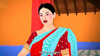 Chubby Indian bhabhi gets double teamed by her landlord and milkman in animated gangbang