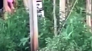 Spying blonde hooker fucking in the woods