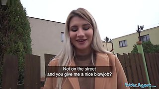 Blonde Marsianna Amoon Flashes Her Small Tits In Public And Takes Money For The Sex