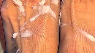 Foot Job & Cum on Feet & Nylon Compilation